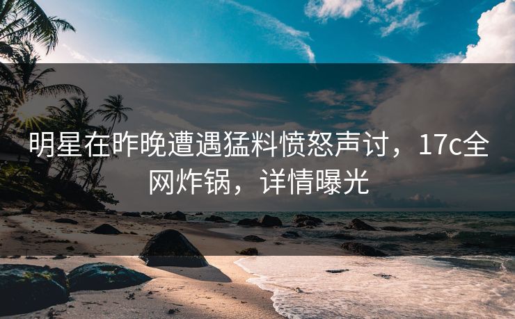 明星在昨晚遭遇猛料愤怒声讨，17c全网炸锅，详情曝光