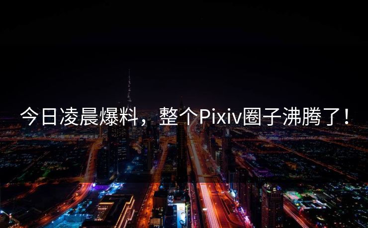 今日凌晨爆料，整个Pixiv圈子沸腾了！