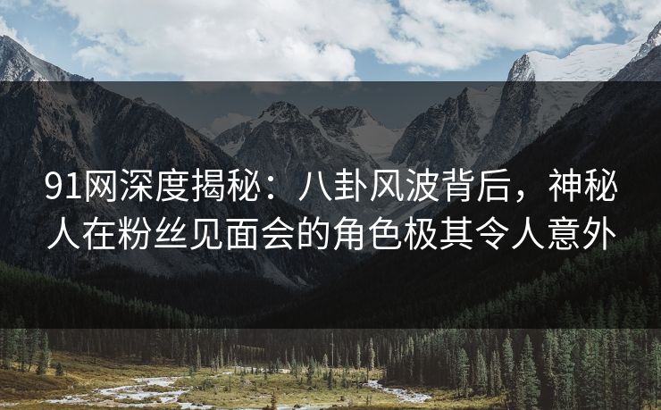 91网深度揭秘：八卦风波背后，神秘人在粉丝见面会的角色极其令人意外