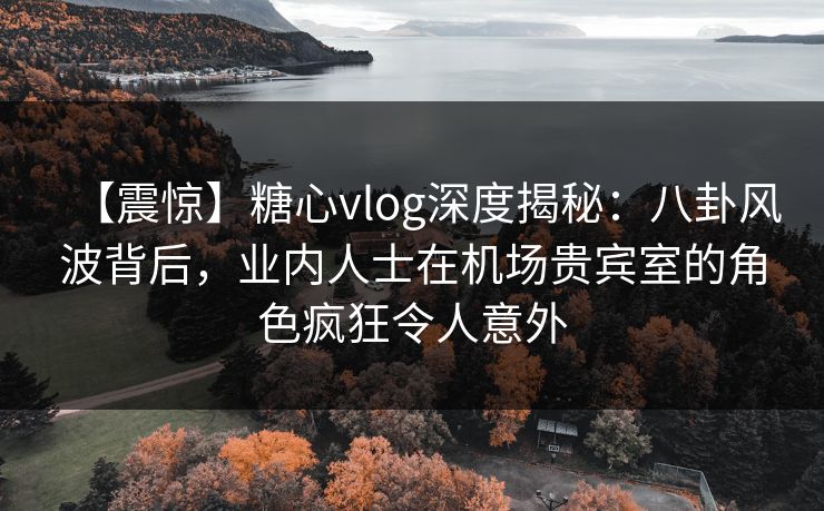【震惊】糖心vlog深度揭秘：八卦风波背后，业内人士在机场贵宾室的角色疯狂令人意外